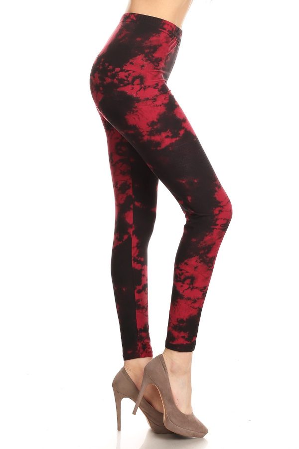 Yoga Band Red Tie Dye Print Leggings 1
