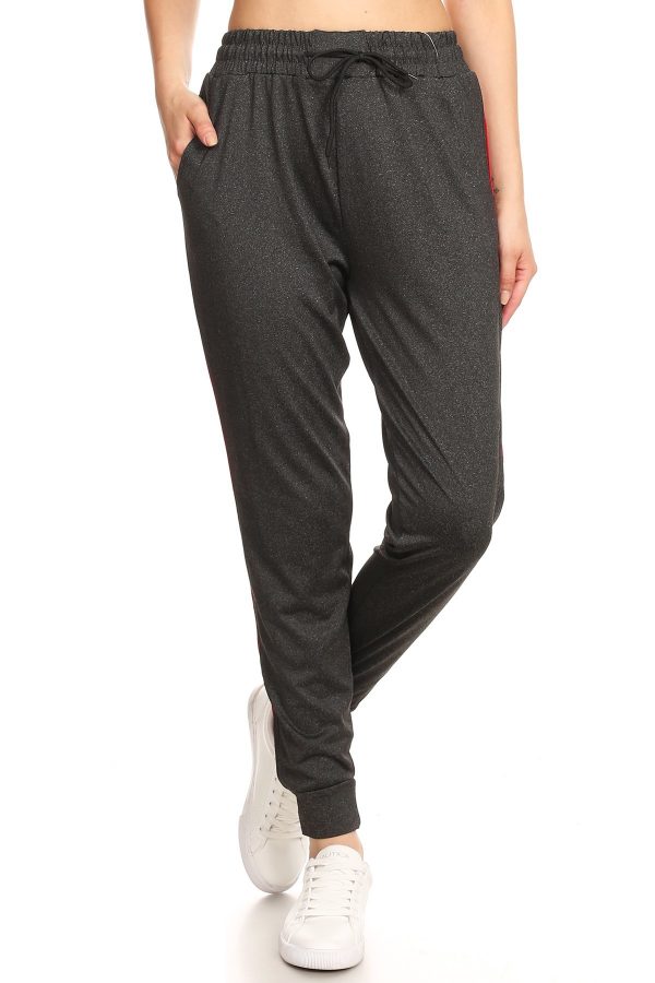 Solid Dark Grey Side Stripe Joggers Sweatpants 3