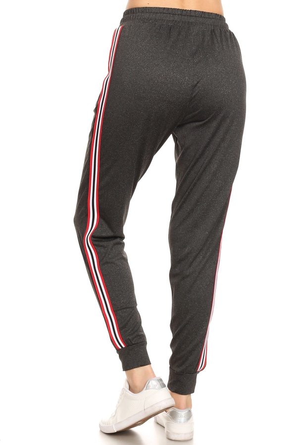 Solid Dark Grey Side Stripe Joggers Sweatpants 2