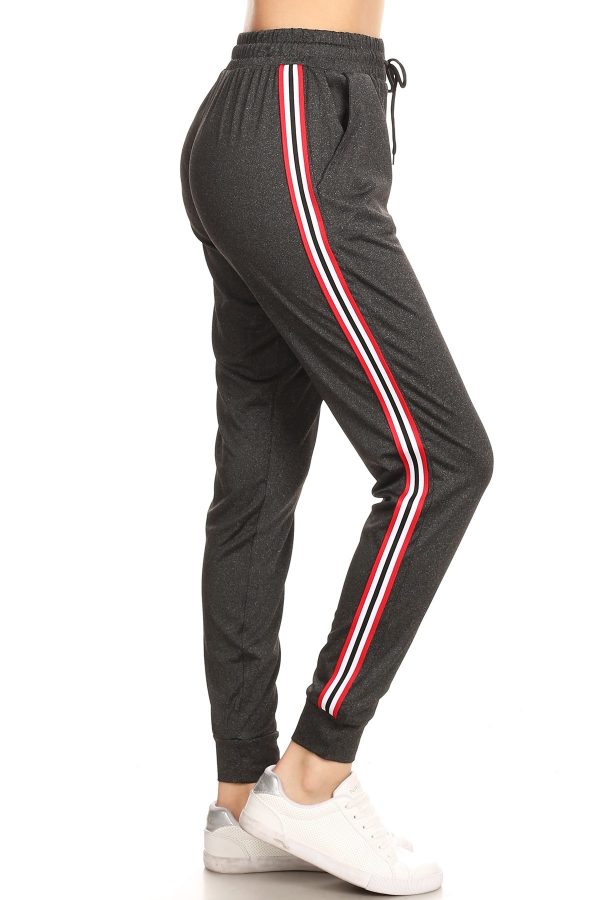 Solid Dark Grey Side Stripe Joggers Sweatpants 1
