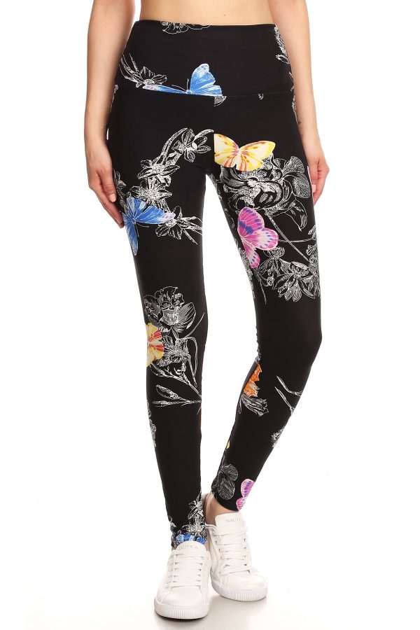 Yoga Band Floral and Butterfly Print Leggings 2