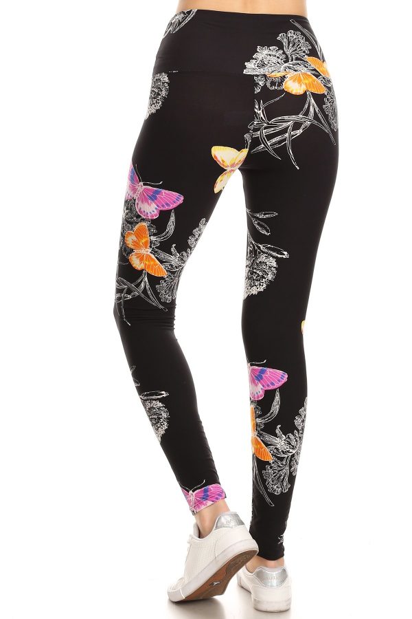 Yoga Band Floral and Butterfly Print Leggings 3