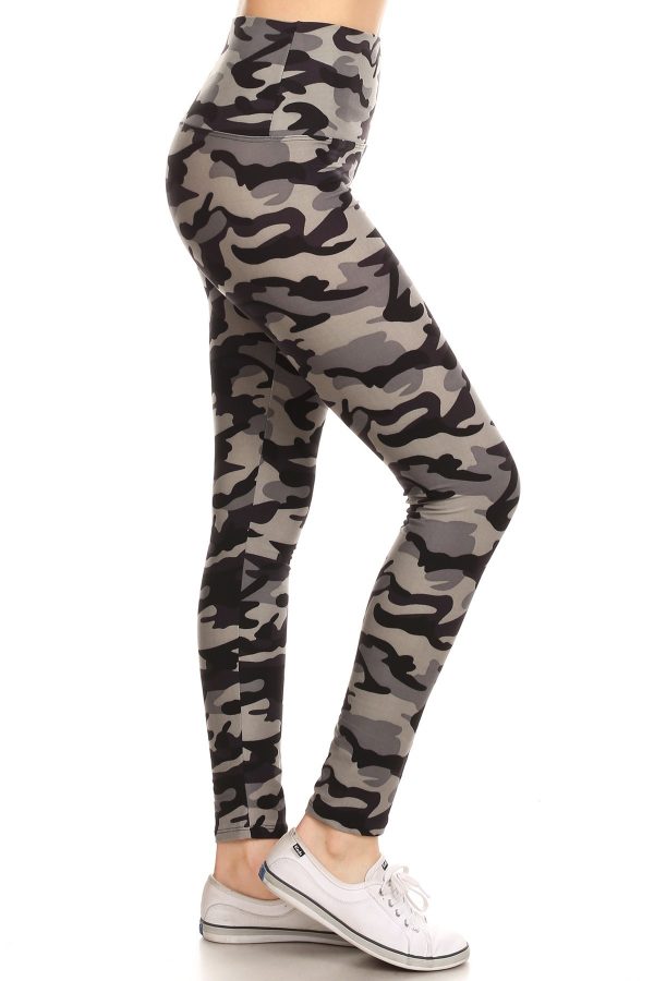 Yoga Band Grey Camouflage Print Leggings 1