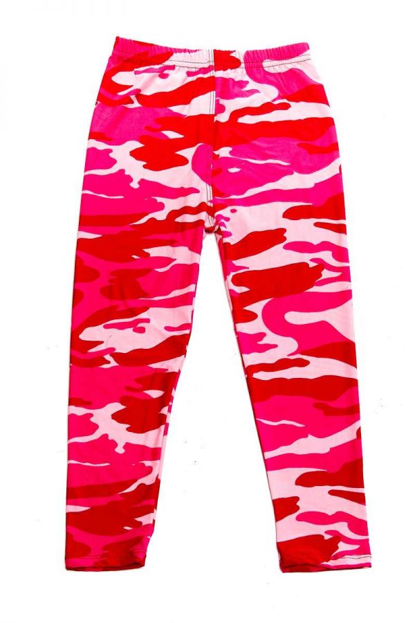Pink Camouflage Print Kids Leggings 1