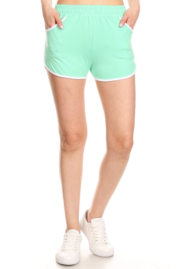 Solid Mint Color Print Shorts with Pockets 2