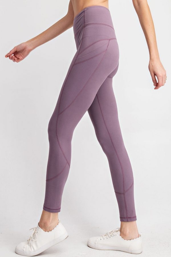 Premium Yoga Activewear Solid Frosted Mulberry Leggings - Side Pockets 1