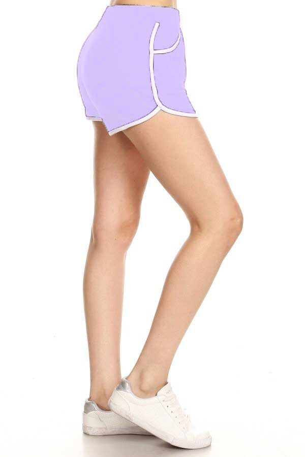 Solid Lavender Print Shorts with Pockets 1