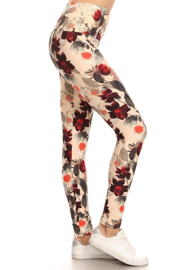 Yoga Band Multi Color Floral Print Leggings 1